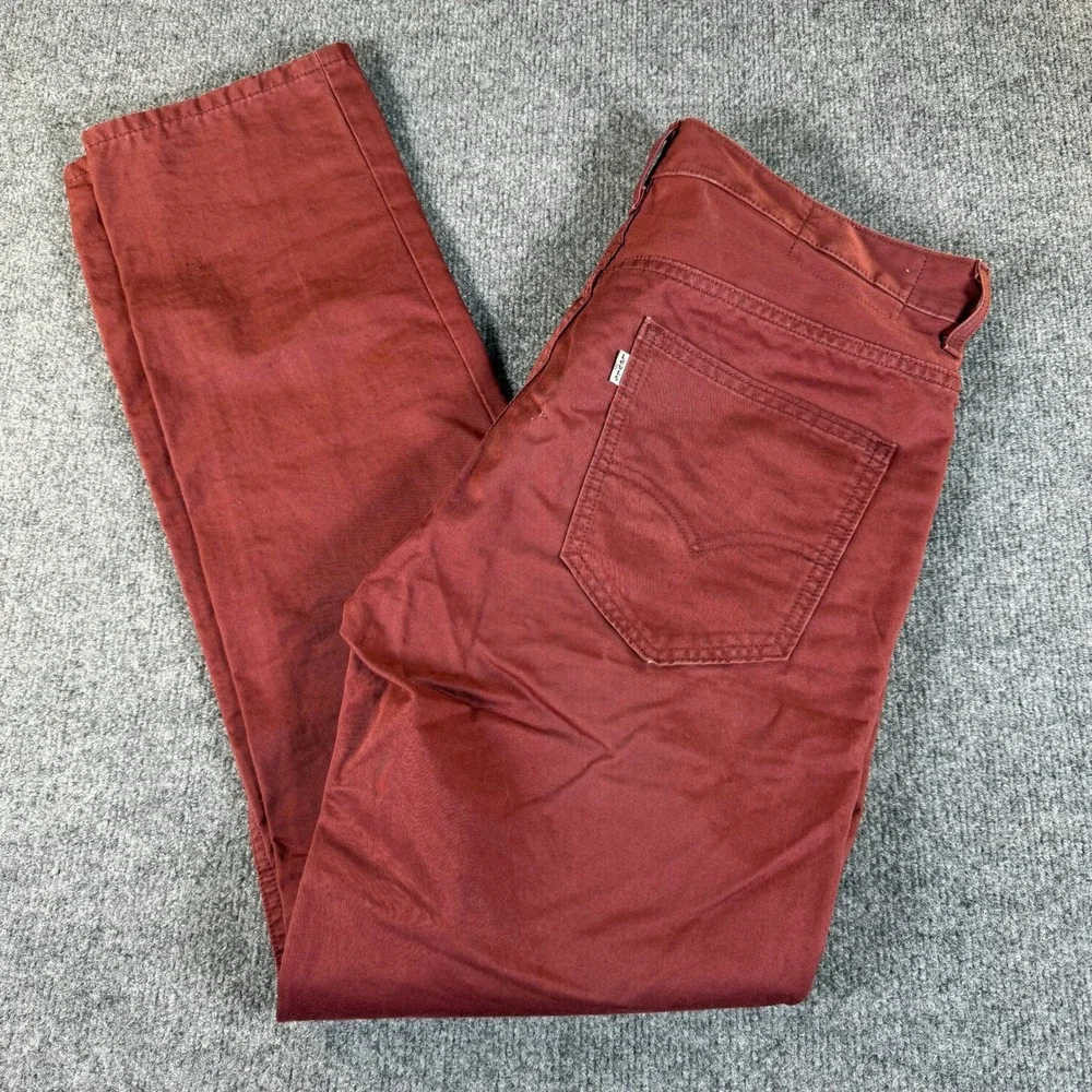 Levis 511 Slim Fit Pants Mens 34x34 Burgundy Maroon Cotton Chino 13151-0048